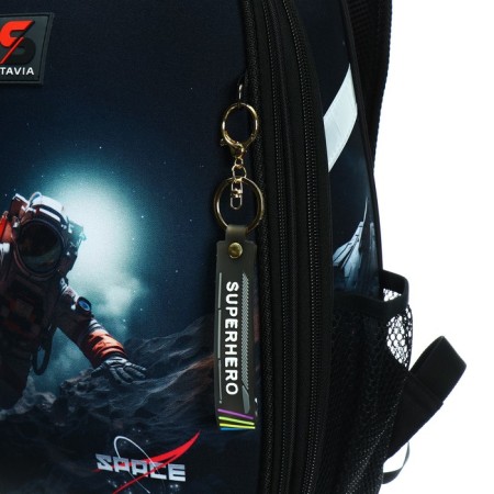 School backpack 38 x 30 x 16 cm, ergonomic back, Stavia "Cosmonaut", black-9