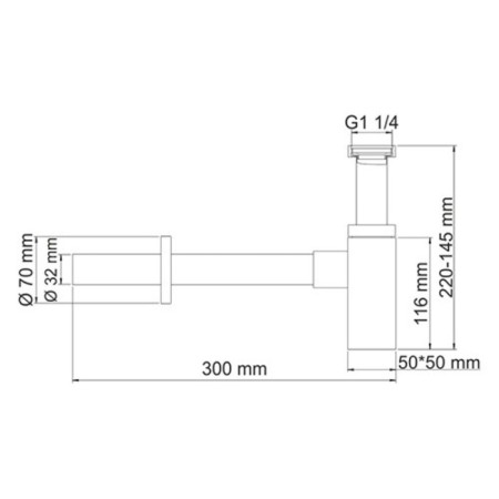 Siphon for the Wasserkraft A072 sink, 1 1/4 "x 32 mm, brass/stainless steel, chrome-1