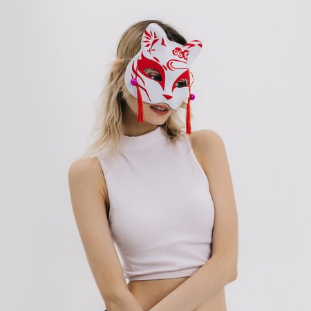Kitsune carnival mask, red color-3