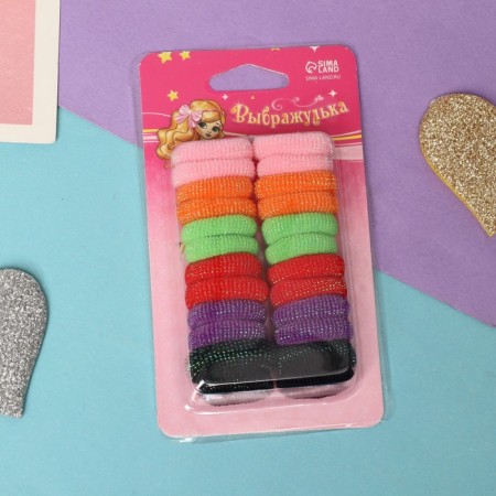 Hair elastic band "Mahrushka shine" (set 24 pcs) 2 cm, mix