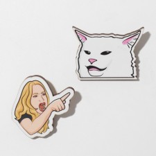 A set of brooches of wooden (2 pcs.) 