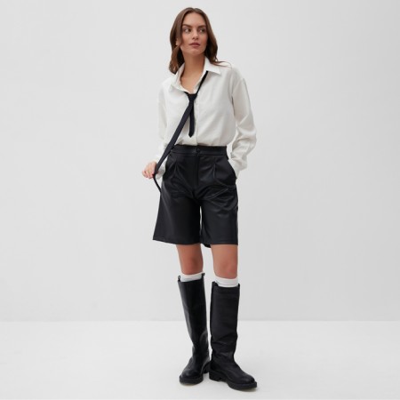 Women leather shorts MIST BAS, p. 48, black-1