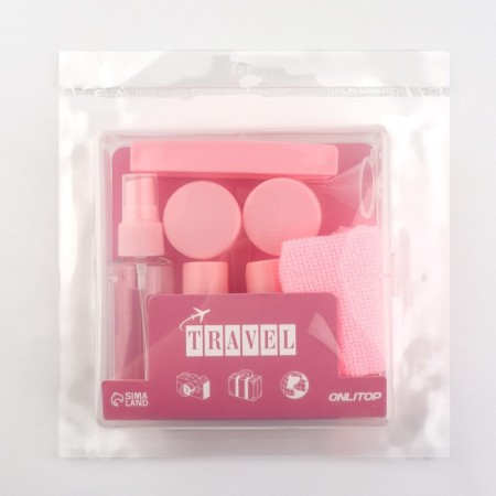 Storage set, in case, 9 objects, transparent/pink color-4