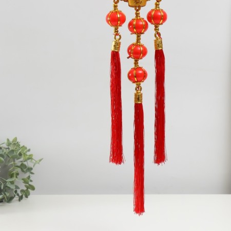 Plastic suspension, textile "Dragon and phoenix on gold ingots" 13x66 cm-3