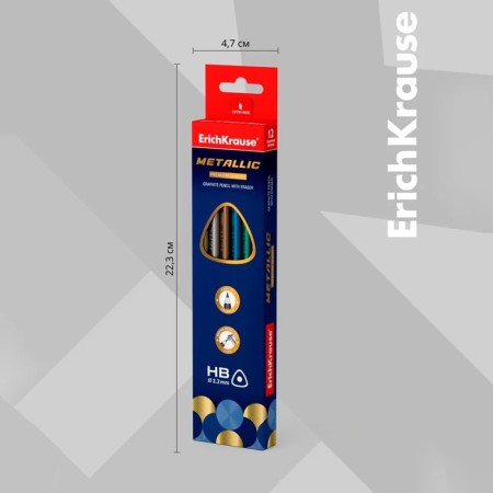 Chernographic pencil with Erichkrause "Metallic", HB, Grifel D = 2.2 mm, wood, three-8