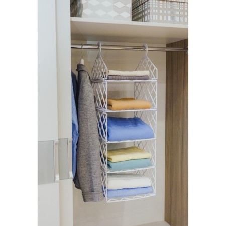 Hanger - shelf, 80 × 29 × 29 cm, 4 small shelves, white color-2