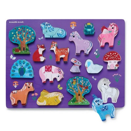 Bilateral wooden puzzle Crocodile Creek "Unicorns", 16 elements