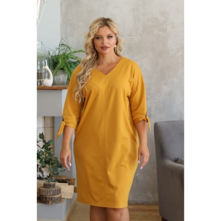 Female dress, size 50, mustard color-1