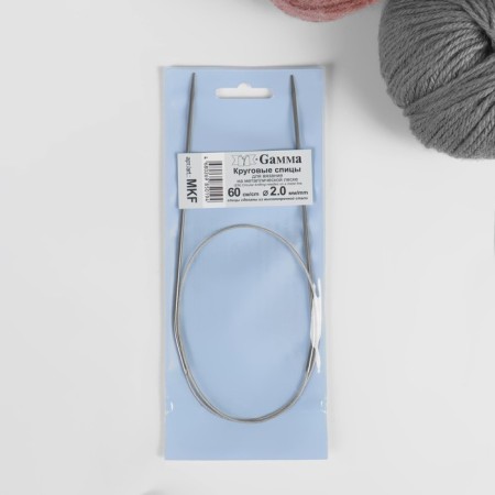 The knitting needles are circular, for knitting, with a metal cable, d = 2 mm, 60 cm-1