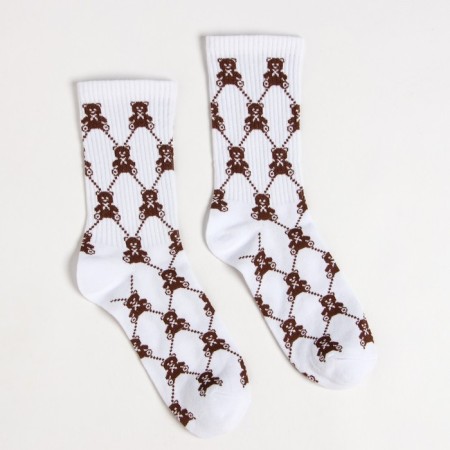 Women's socks, white color/bears, size 23-25 ​​(37-40)-1