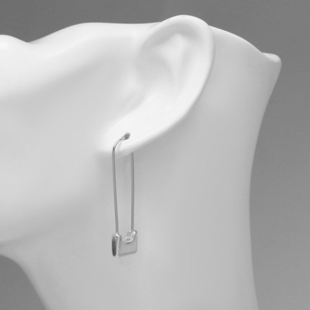 Earrings Metal "Pins" classic, silver color-2