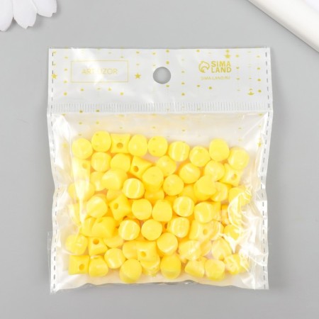 Beads for creativity plastic "Cube with flattened edges" yellow set 30 g d = 0.8 cm-2