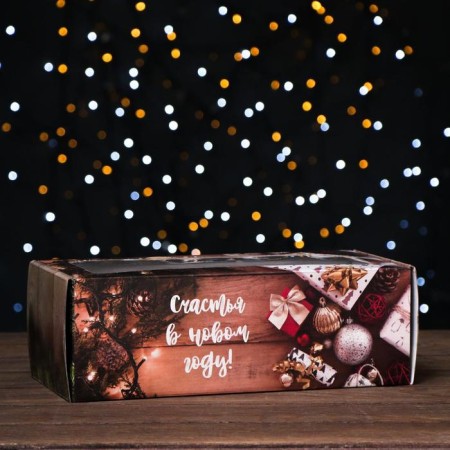 The box is self -assembly, with a window, "desired gifts", 16 x 35 x 12 cm, 1 pc.-1