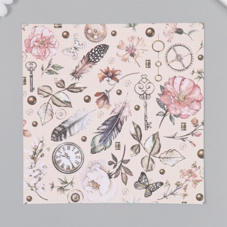 A set of paper for scrapbooking 12 sheets 12 designs "Vintage Letter" 160 grams 15.2x15.2 cm-3