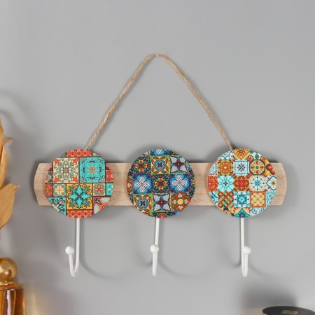 Decorative wood hooks "Bright patterns" 30x14.5x5 cm