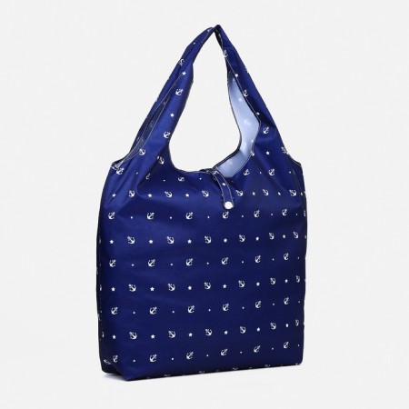 Household bag on the button, folding, blue color-1
