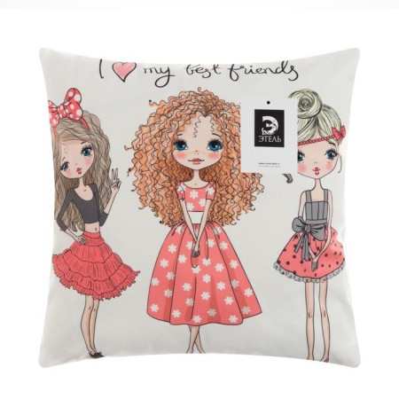 Pillowcase decorative Ethel girl stories »Girlfriends» 40x40 cm, velor-4