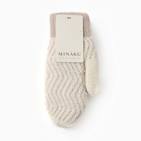 Women's mittens minku, milk color, 24 cm-3