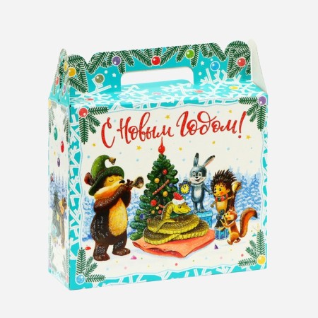 New Year. Gift box New Year's suitcase Small "Forest Guests" 17.3 x 6.5 x 15 cm.-1