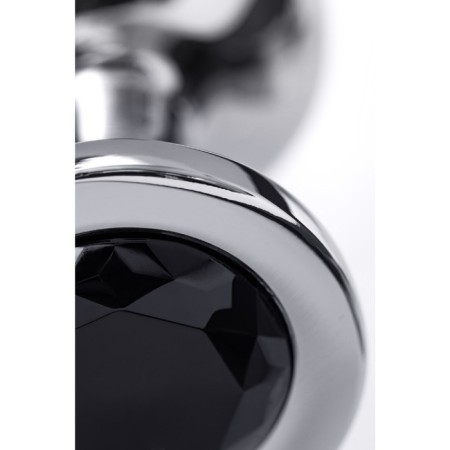 Anal plug Metal by Toyfa, silver, with a black crystal, 10 cm, d = 4 cm-5