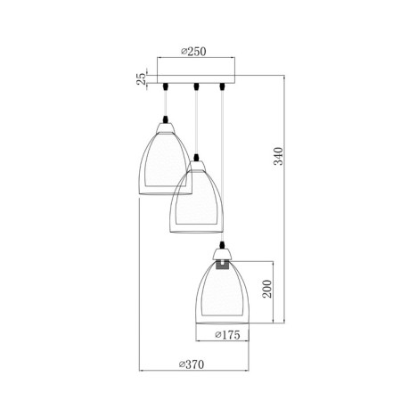 Suspended lamp Freya Fr5375PL-03CH2 ASTERY, 370x370x900 mm, E27, 3x60W, color chromium-1