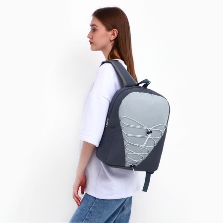 School textile school with lacing, 38x29x11 cm, gray-8