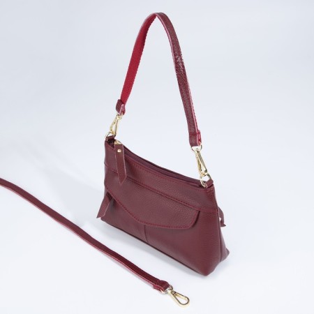 Cross-Bodi bag with zipper, burgundy color-2