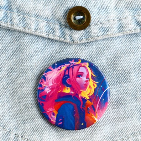 Metal anime icon, neon set, d = 38 mm, 4 pcs.-7
