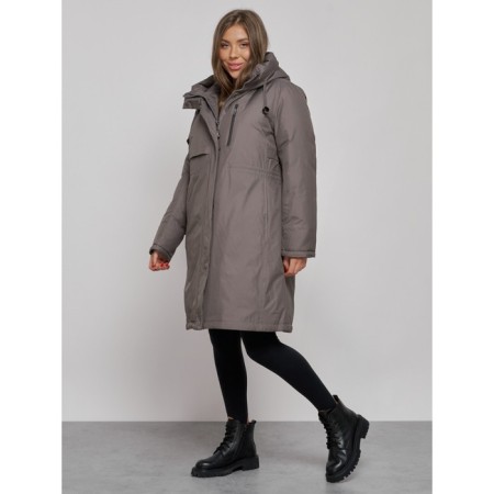 Coat insulated winter female, size 48, dark gray color-2