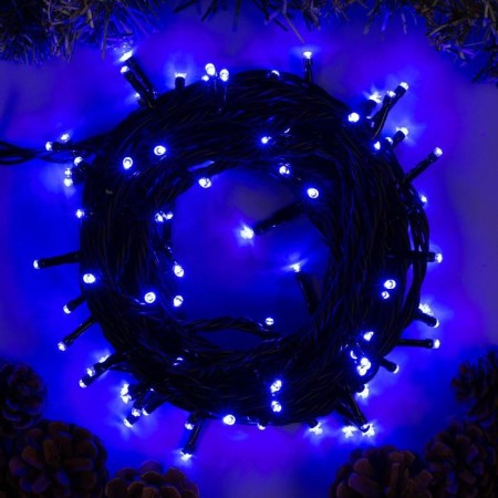 Garland "thread" 10 m, IP44, UMS, dark thread, 100 LED, glow blue, 220 V
