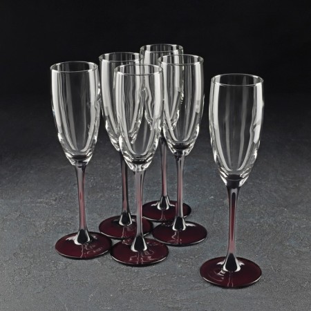 A set of glass glasses for champagne Domino, 170 ml, 6 pcs