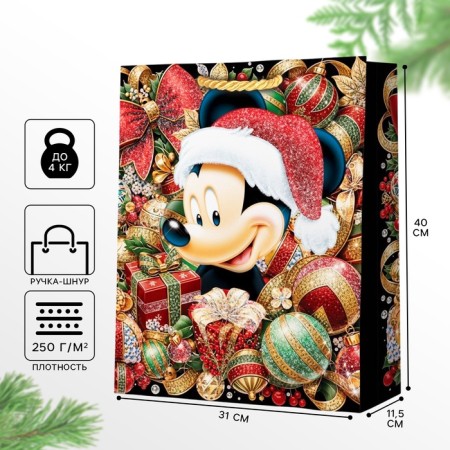 New Year. Gift package, 31x40x11.5 cm, packaging, Mickey Mouse