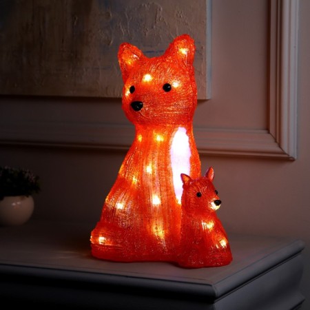LED figure "Fox with a fox" 24 × 35 × 19 cm, acrylic, 40 LED, 220 V, glow of white