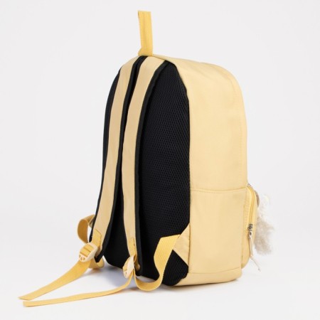 Youth backpack from textiles, 3 pockets, yellow color-1