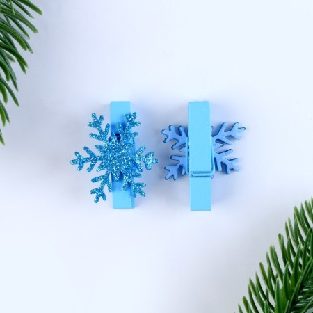 New Year! Brongs for the decor "Snowflakes" are blue, 6 pcs.-3