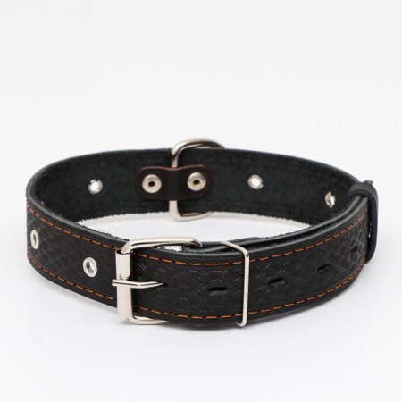 Collar leather embossed single-layer, dimensionless, 64 x 3.5 cm, Osh 31-60 cm, black-1