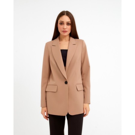 Jacket female single -breasted mist size 48, beige color-4
