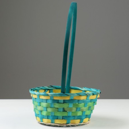 Wicker basket, 20.3 x 20.3 x 9.5/33 cm, green, bamboo-2