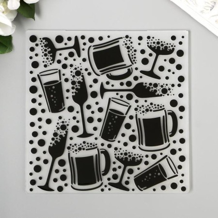 Embosing stencil plastic "drinks and glasses" 15x15 cm