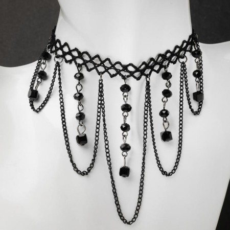Choker "mistress" crosses and chains, black color, 30 cm