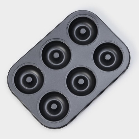 Baking uniform “Donuts”, 26.5 × 17 cm, 6 cells, anti -stick coating, black color-2