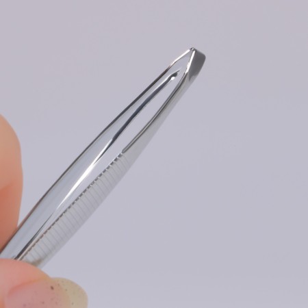 Pinzet begged, wide, 8.5 cm, silver color-3