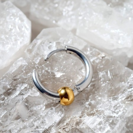 Piercing in the ear "Ring" Sphere, d = 10 mm, color golden-silver-2