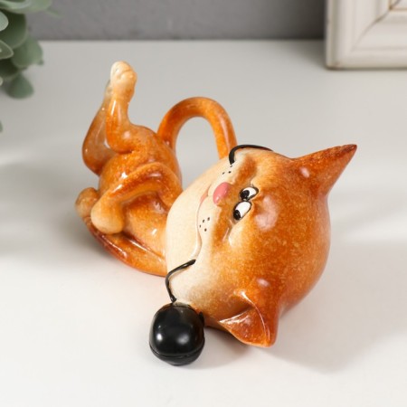 Souvenir Polystone Lac "cat plays with a computer mouse" 12x8.5x6.8 cm-3