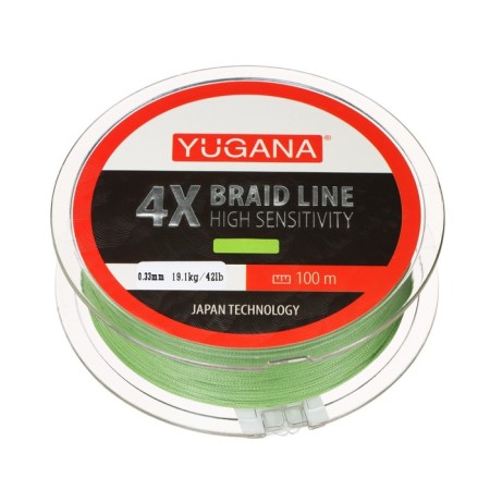 Wicker fishing line yugana x4 PE, diameter 0.33 mm, 19.1 kg, 100 m, green-1