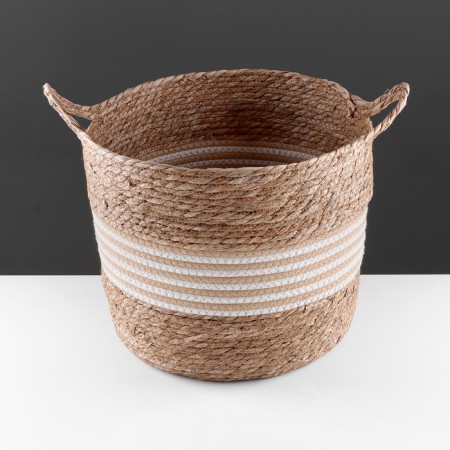 Storage basket with handles "Java", D330 Sh330 B300, natural, white-1