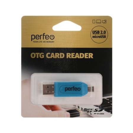 OTG Perfeo PF-VI-O004, USB/Micro USB/Micro SD/MMC, blue-2