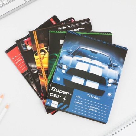 A notebook of 12 sheets A5, on the paper clip “September 1: Super Car”, 5 types of mix, white 96%.-1