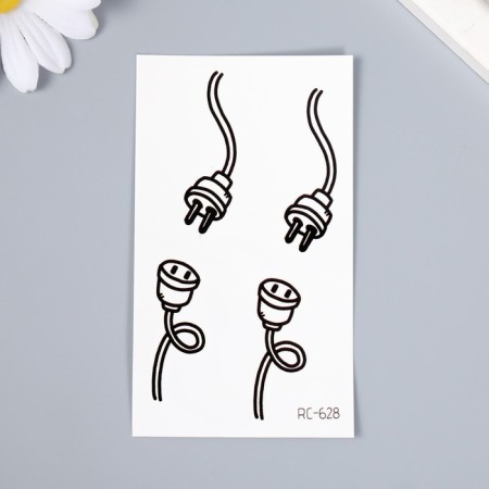 Tattoo on the body black "sockets and forks" 10.5x6 cm