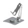 A phone stand, adjustable, folding, 360 ° rotation, metal, silver